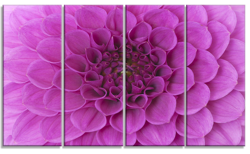 Large Purple Flower and Petals, Floral Canvas Art Print, 48"x28", 4 Panels