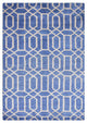 Hand Knotted Wool Area Rug Geometric Blue Beige