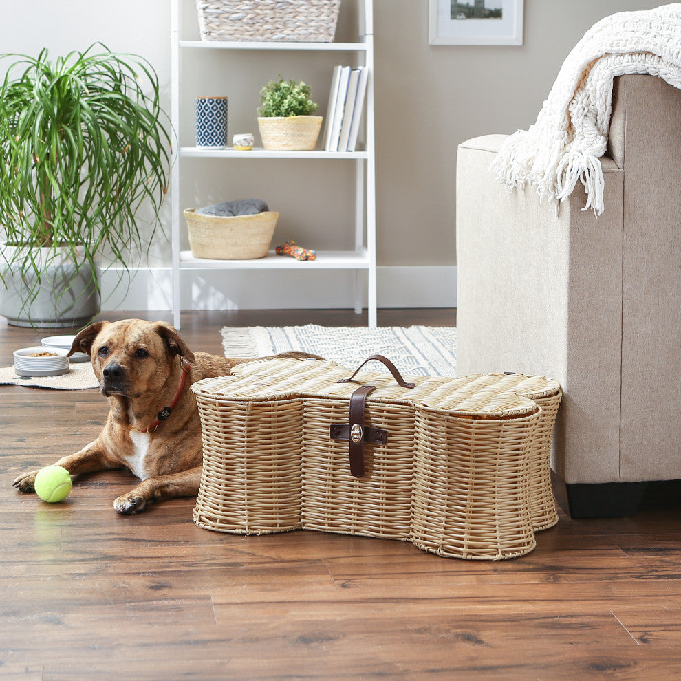 Beige Bone Shape Toy Basket Large 24x15x9