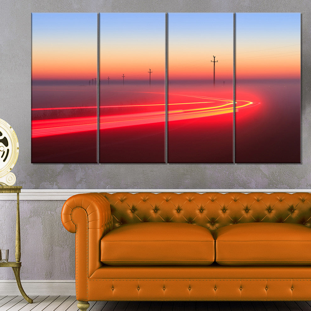 Barcelona Street Traffic Trail, Extra Large Canvas Print, 48"x28", 4 Panels