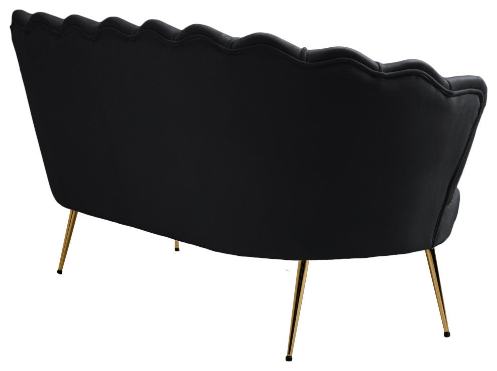 Gardenia  Velvet Upholstered Loveseat, Black