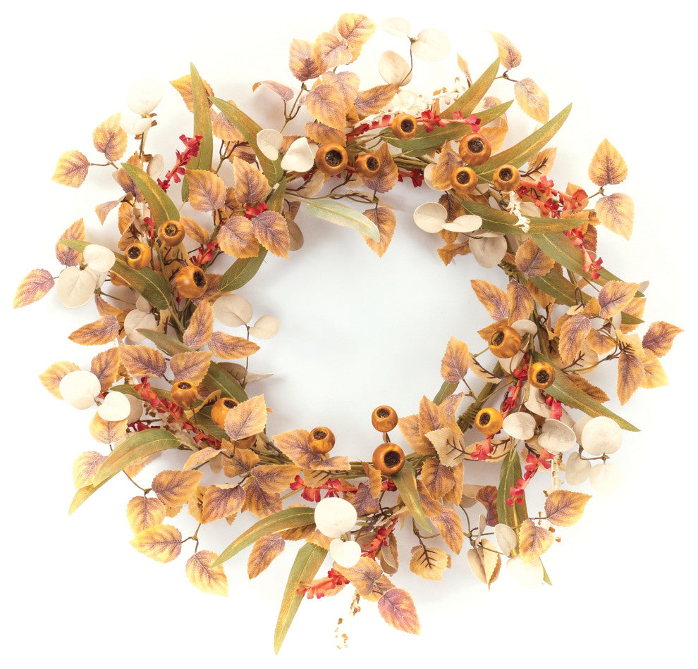 Mixed Fall Foliage Wreath 22"D