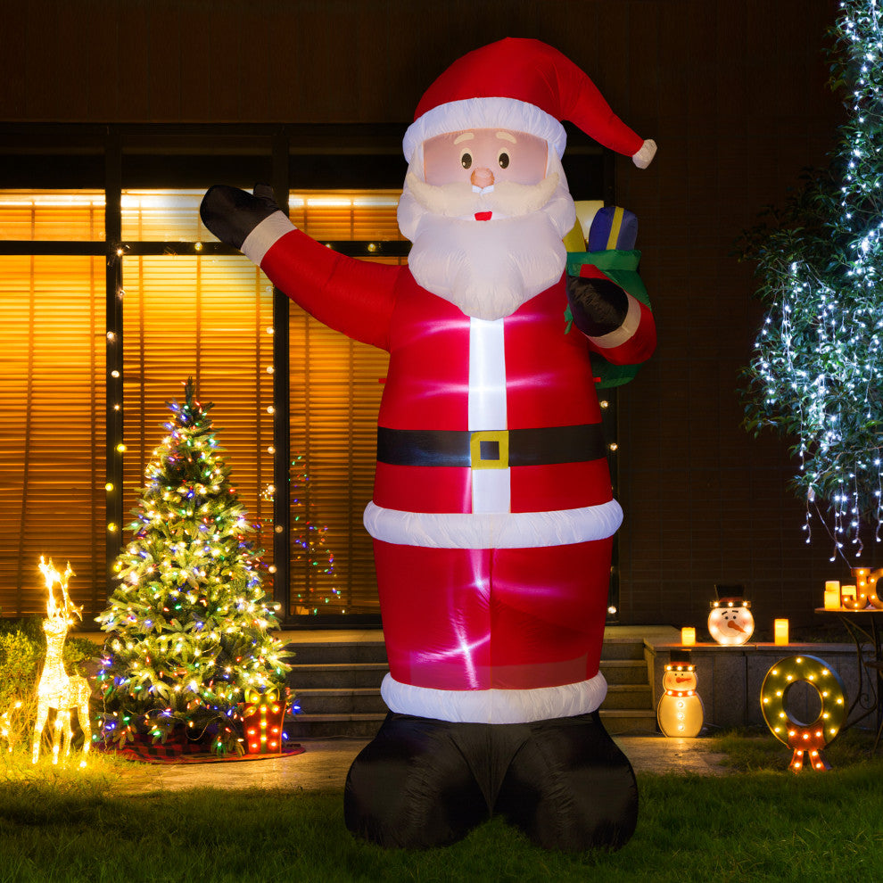 12' Lighted Inflatable Santa Decor