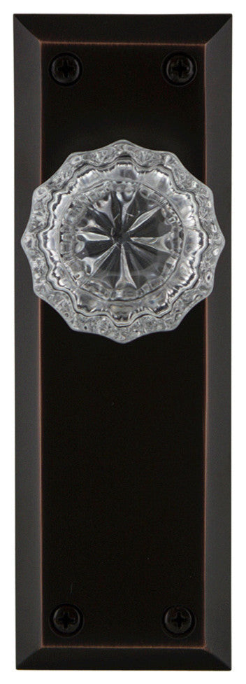 New York Plate Passage Crystal Glass Knob, Timeless Bronze