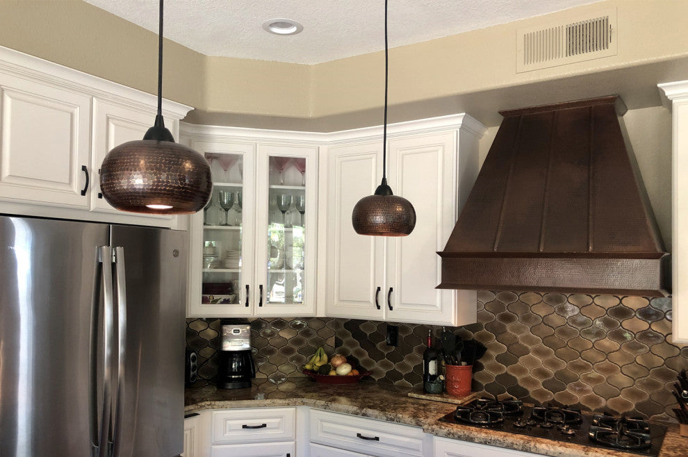 Hand Hammered Copper 7" Globe Pendant Light