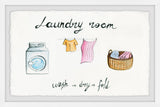 "Laundry Wash Dry Fold" Framed Painting Print, 24x16