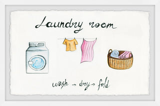 "Laundry Wash Dry Fold" Framed Painting Print, 24x16