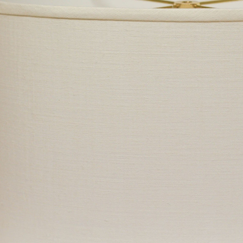 12" White Throwback Oval Linen Lampshade