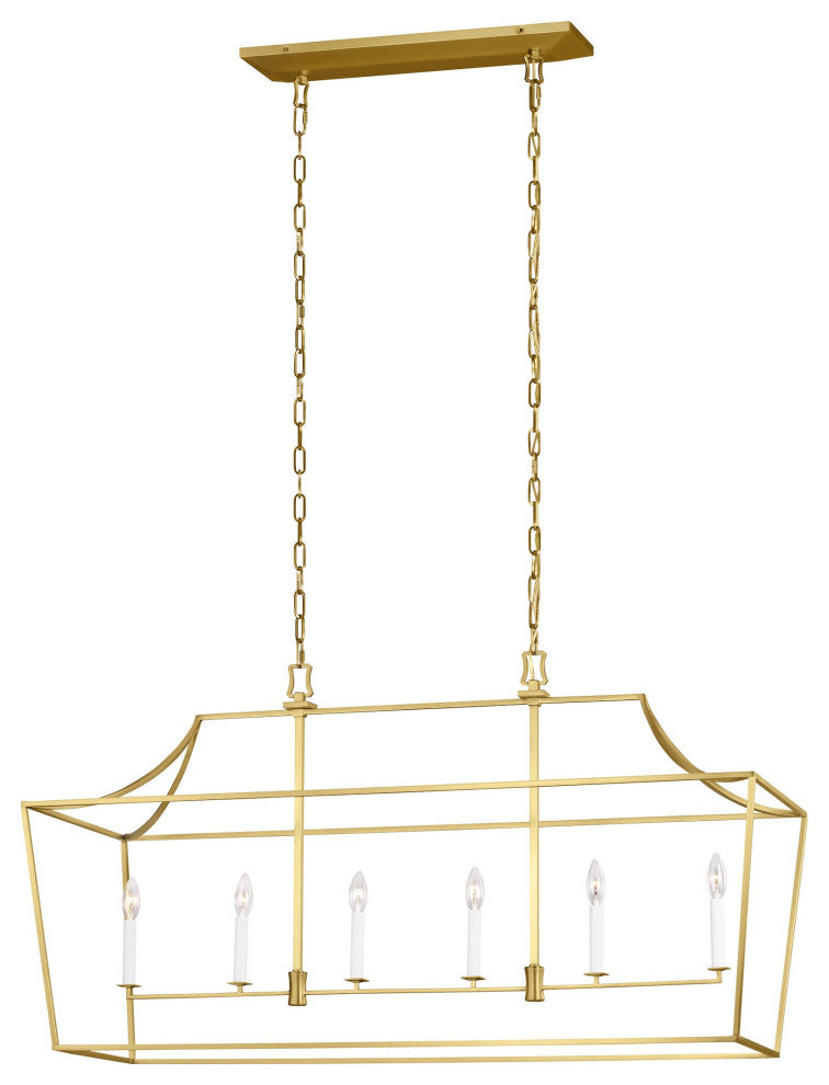 Southold Linear Chandelier, Burnished Brass