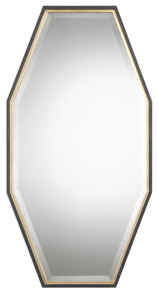Uttermost Savion Contemporary PU MDF Glass Decorative Mirror in Gold/Espresso
