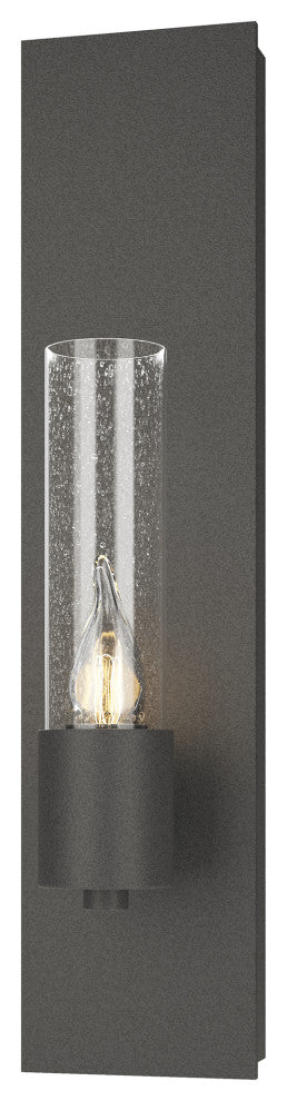 Pillar 1 Light Sconce, Natural Iron Finish, Seeded Clear Glass