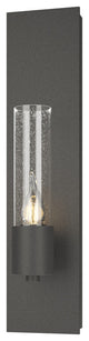 Pillar 1 Light Sconce, Natural Iron Finish, Seeded Clear Glass