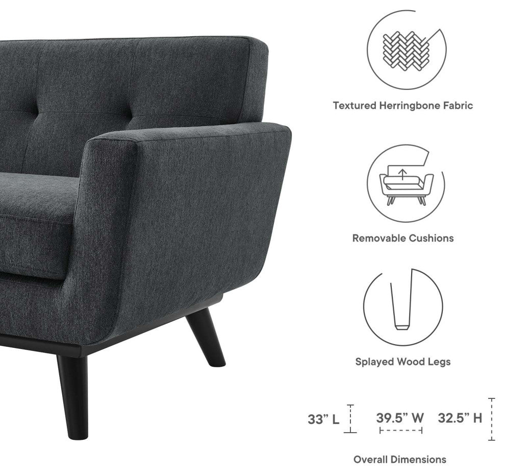 Engage Herringbone Fabric Armchair, Charcoal