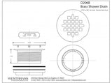 Brass Body Compression Shower Drain With Grid In Powder Coated White