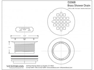 Brass Body Compression Shower Drain With Grid In Powder Coated White