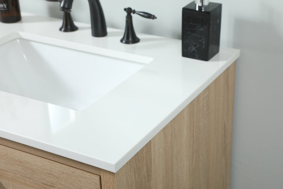 Home Living 22" Midcentury Modern Mango Wood-Light Bathroom Vanity
