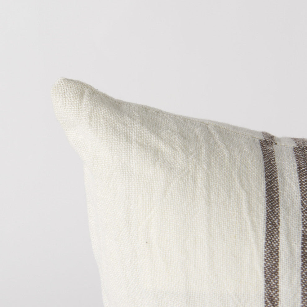 off white Pillow Cover With Brown Stripes