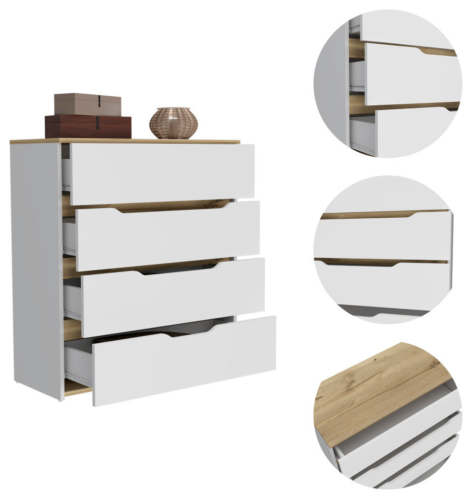California Style 4-Drawer Dresser, White