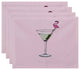 18"x14" Martini Glass Flamingo Geometric Print Placemats, Set of 4, Pink