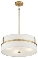 4-Light Pendant, Matte Black, Natural Brass