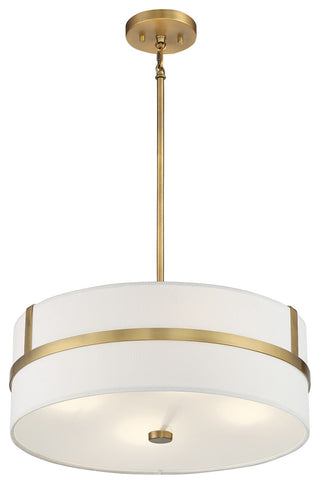 4-Light Pendant, Matte Black, Natural Brass