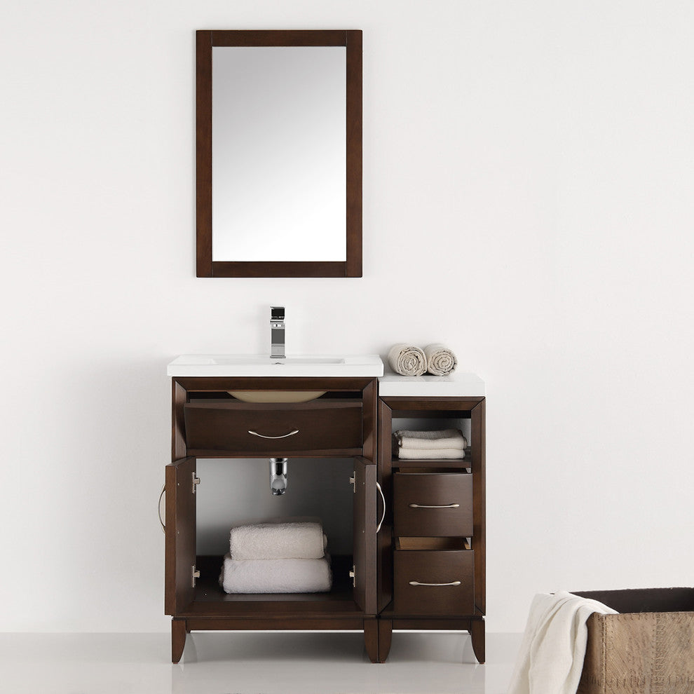 Cambridge 36" Antique Coffee Traditional Bathroom Vanity With Mirror, FFT1030CH