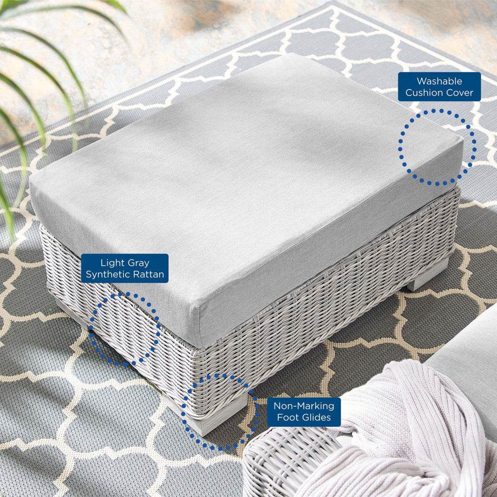 Lounge Chair Ottoman, Sunbrella, Rattan, Wicker, Gray, Modern, Outdoor