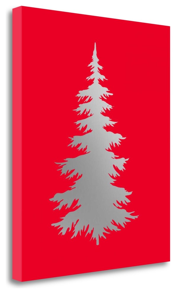 "Silver Tree On Red" By Tara Moss, Giclee Print on Gallery Wrap Canvas