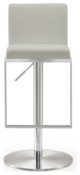 TOV Furniture Amalfi Light Grey Stainless Steel Barstool