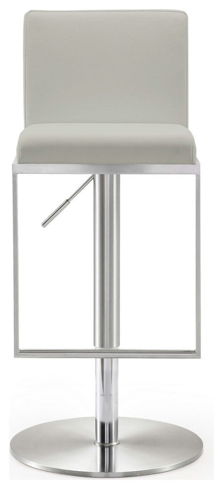 TOV Furniture Amalfi Light Grey Stainless Steel Barstool