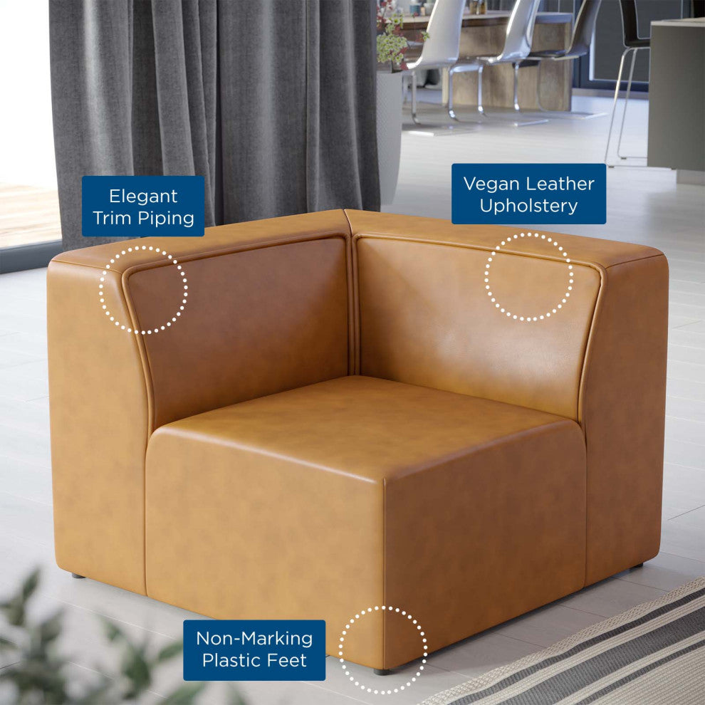 Sofa Corner Chair, Faux Vegan Leather, Tan, Modern, Living Lounge Hospitality