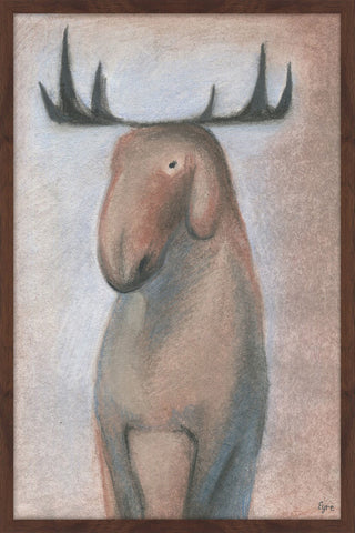 "Happy Moose" Framed Painting Print, 20"x30"