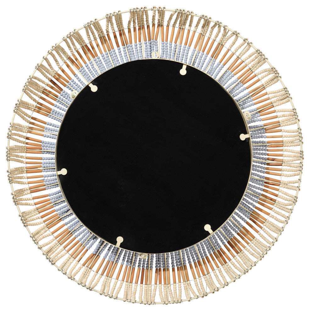 Native Beaded Round Mirror