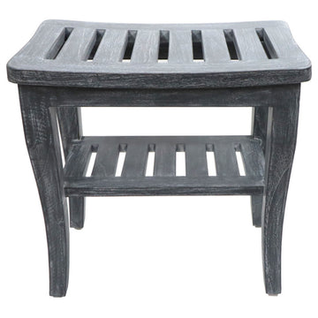 Weathered Genuine Teak Petite Shower Seat, Gray Woodgrain Finish