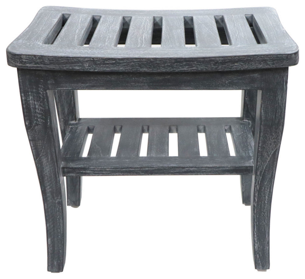 Weathered Genuine Teak Petite Shower Seat, Gray Woodgrain Finish