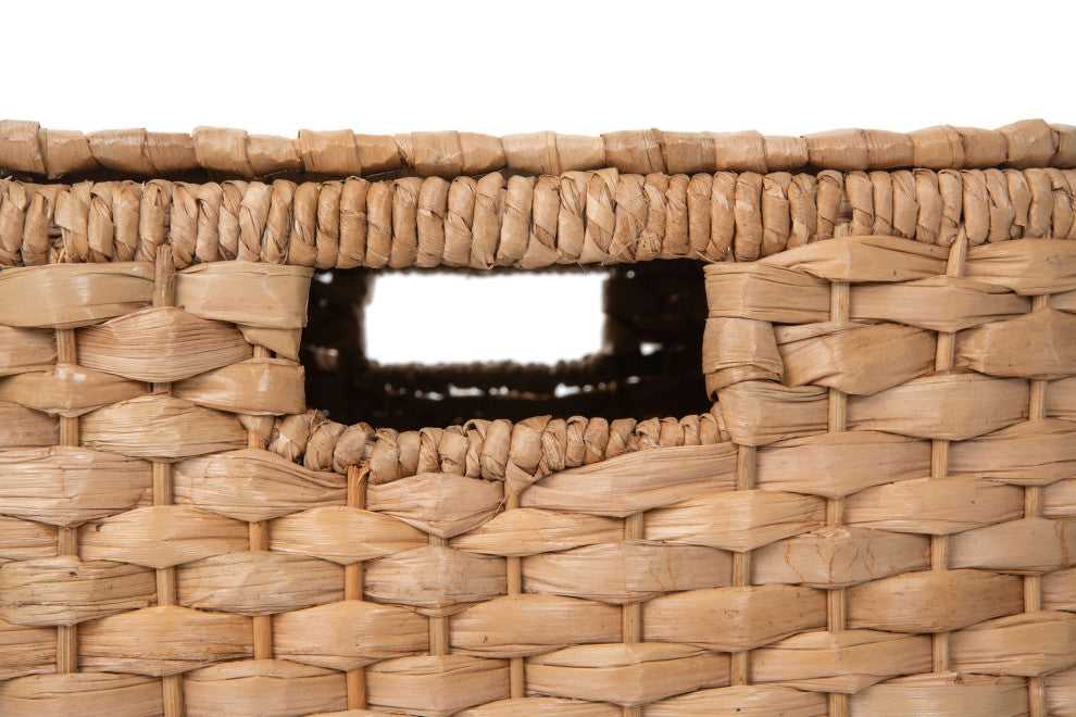 Oval Seagrass Wall Trunk, Storage Basket With Lid and Flat Backside, Natural