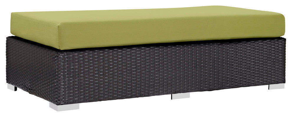 Convene Outdoor Patio Fabric Rectangle Ottoman, Espresso Peridot