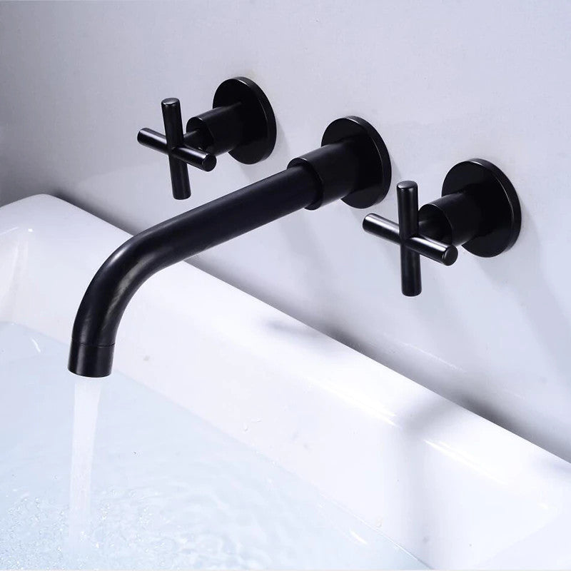 Wasser Dual Handle Solid Brass Bathroom Faucet, Matte Black