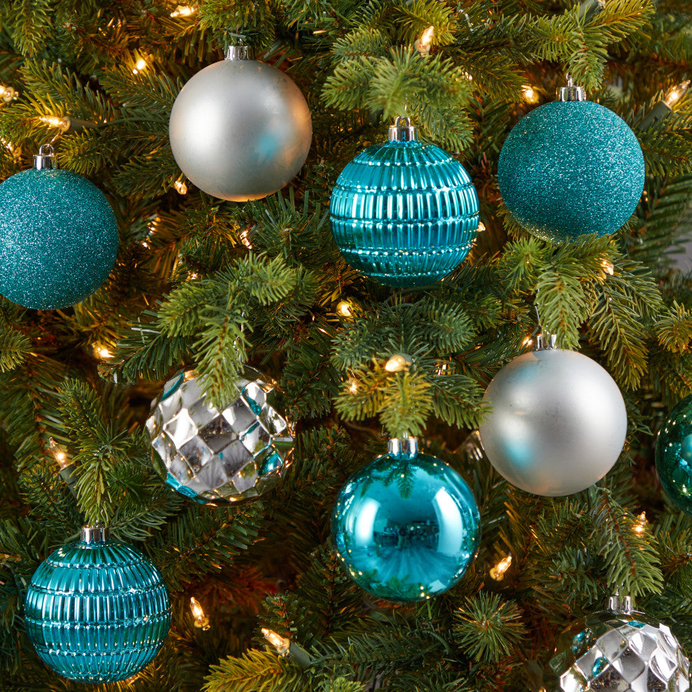 Holiday Shatterproof, 40 Count Xmas Tree Ornament Box Set 80mm W/ Re-Useable Box