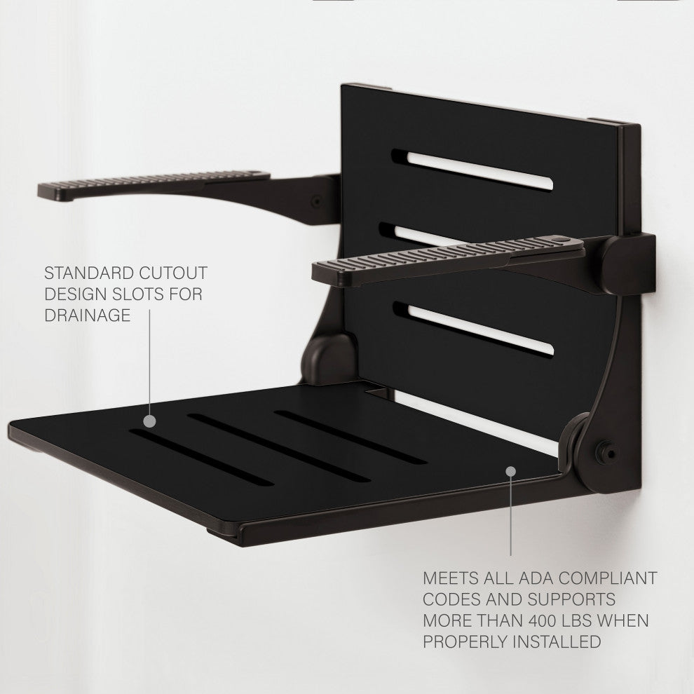 Seachrome Silhouette Comfort Shower Seats with Arms, Matt Black Seat