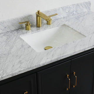 49" Single Sink Vanity, Dark Gray Finish With White Carrara Marble