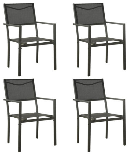 vidaXL 4x Patio Chairs Textilene and Steel Black and Garden Outdoor Armchair