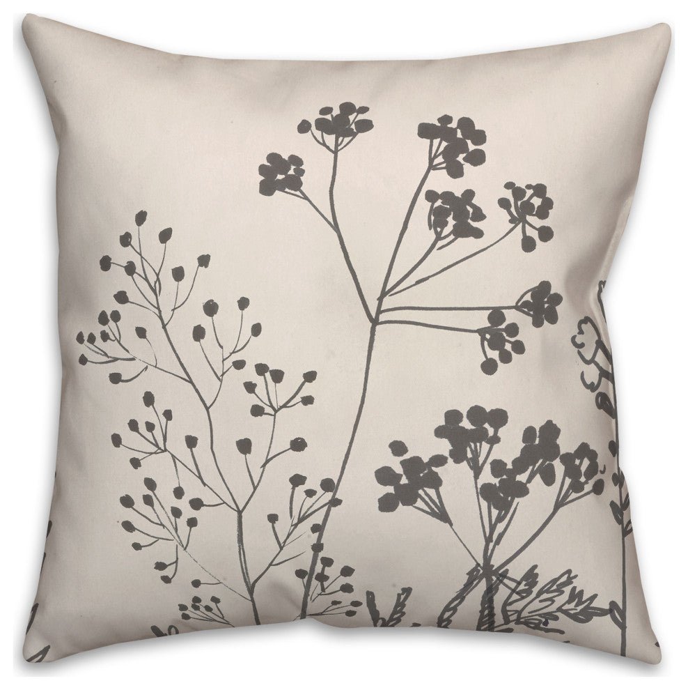Sketched Florals 18"x18" Spun Poly Pillow