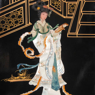 6' Tall Black Lacquer Round Room, Imperial Ladies
