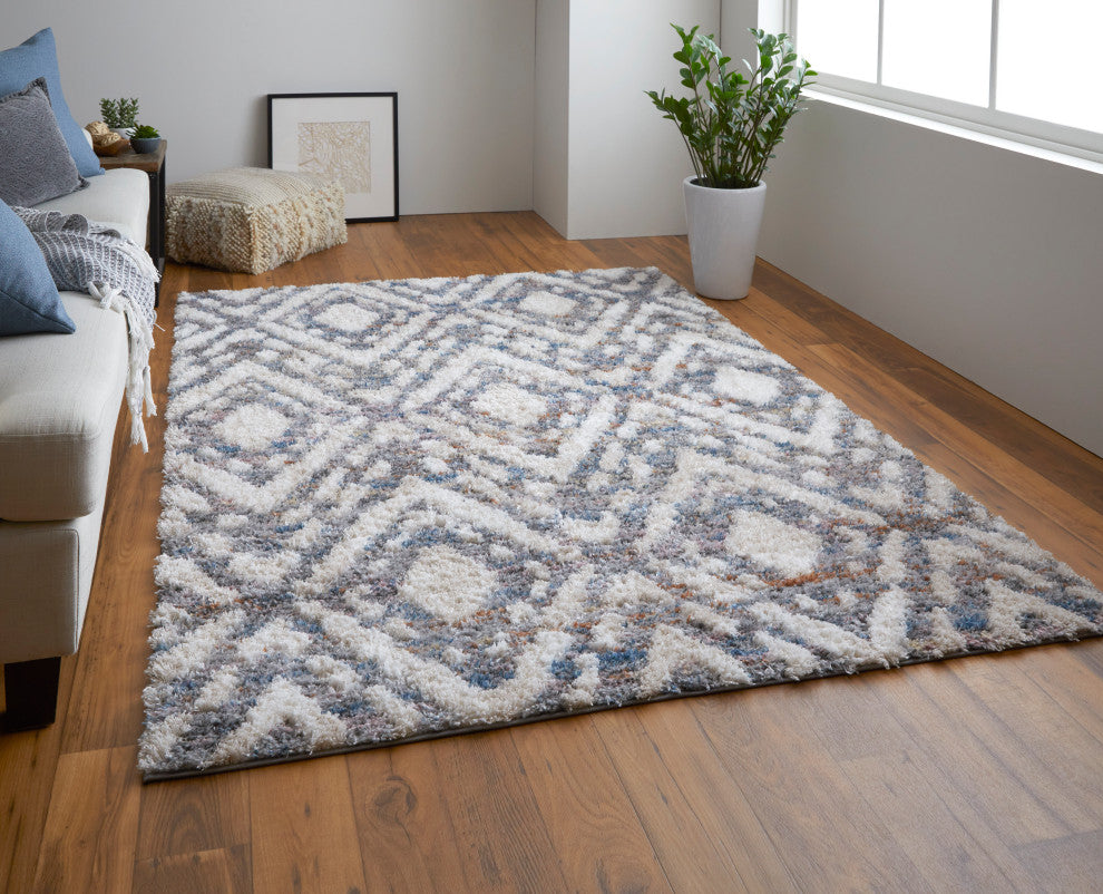 Weave & Wander Caide Contemporary Gray/Cream Rug, 10'x14'