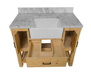 Charlotte 42" Bathroom Vanity, Drift Wood, Carrara Marble