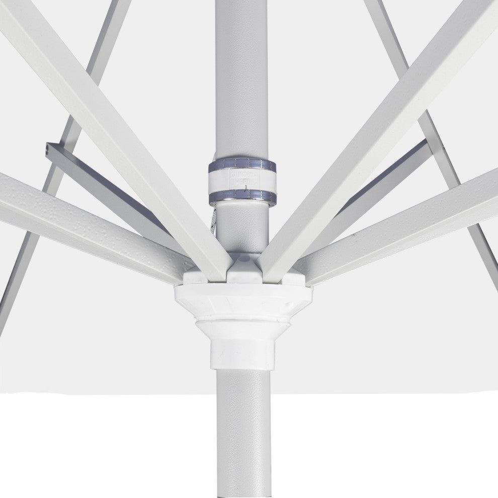 9'' Matted White Collar Tilt Crank Lift Aluminum Umbrella, Olefin, Antique Beige