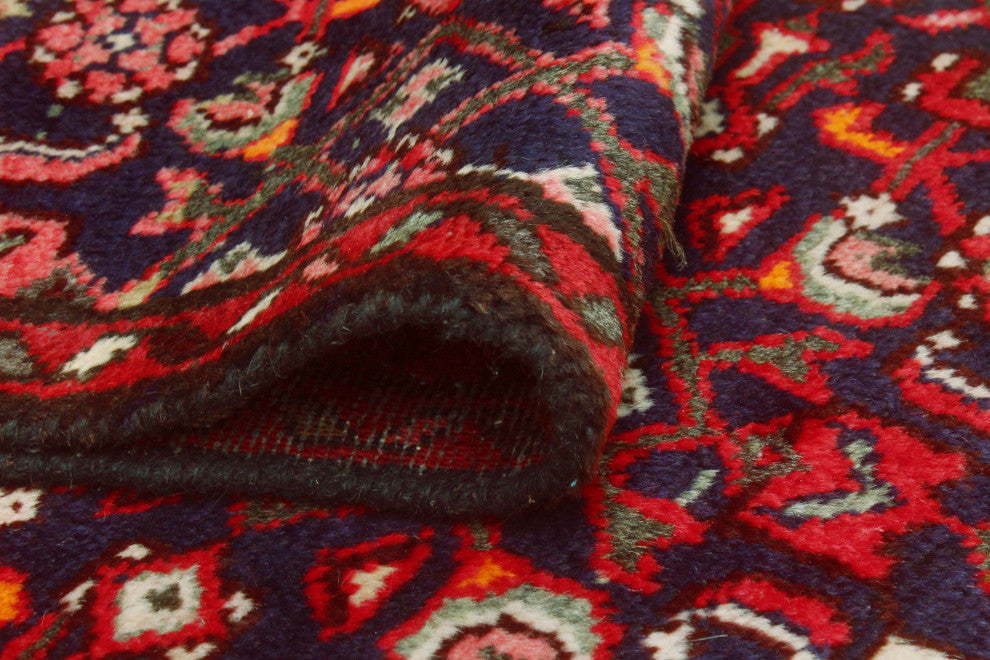 Fine Vintage Distressed Laily Navy/Red Runner, 1'10 x 13'2