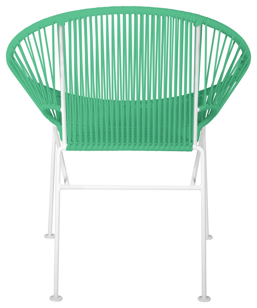 Concha Indoor/Outdoor Handmade Dining Chair, Mint Weave, White Frame