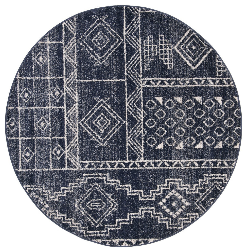 Safavieh Adirondack Adr206N Moroccan Rug, Navy/Silver, 6'0"x6'0" Round